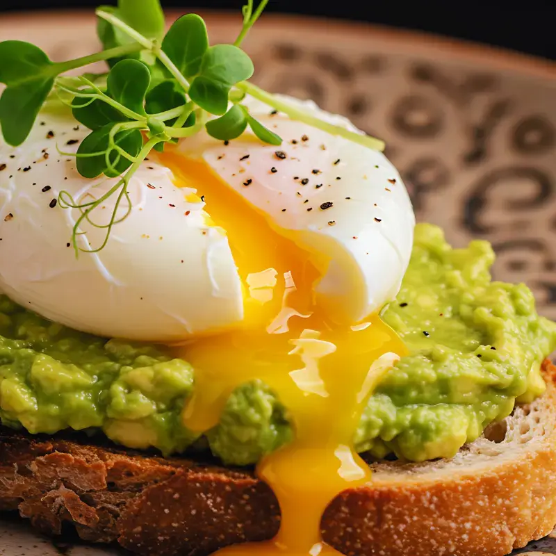 Poached egg on top of avocado on toast. Poached egg on top of avocado on toast.