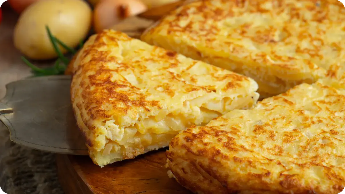 A slice of Spanish omelette.